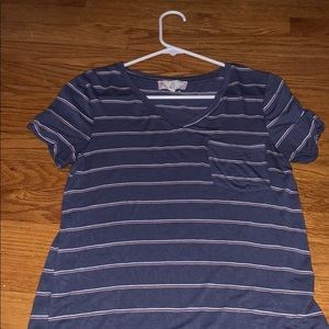 Girls Blue, White and Pink striped V-neck
